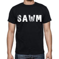sawm Herren Kurzarm-T-Shirt mit Rundhalsausschnitt, 4 Buchstaben Schwarz