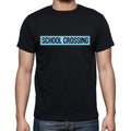 School Crossing t shirt, mens t-shirt, occupation, S Size, Black, Cotton