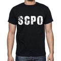 scpo Men's Short Sleeve Round Neck T-shirt , 4 letters Black