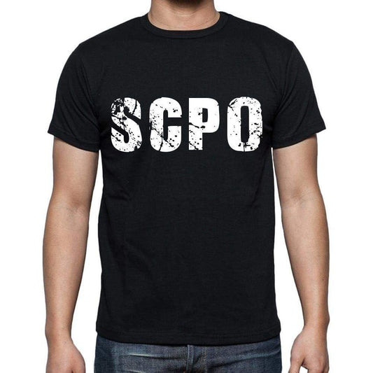 Scpo Mens Short Sleeve Round Neck T-Shirt 4 Letters Black - Casual