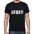 seder Men's Short Sleeve Round Neck T-shirt , 5 letters Black , word 00006