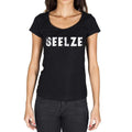 seelze, German Cities Black, Women's Short Sleeve Round Neck T-shirt 00002