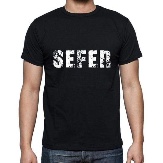 sefer Men's Short Sleeve Round Neck T-shirt , 5 letters Black , word 00006 - Ultrabasic