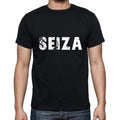 seiza Men's Short Sleeve Round Neck T-shirt , 5 letters Black , word 00006