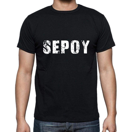 Sepoy Mens Short Sleeve Round Neck T-Shirt 5 Letters Black Word 00006 - Casual