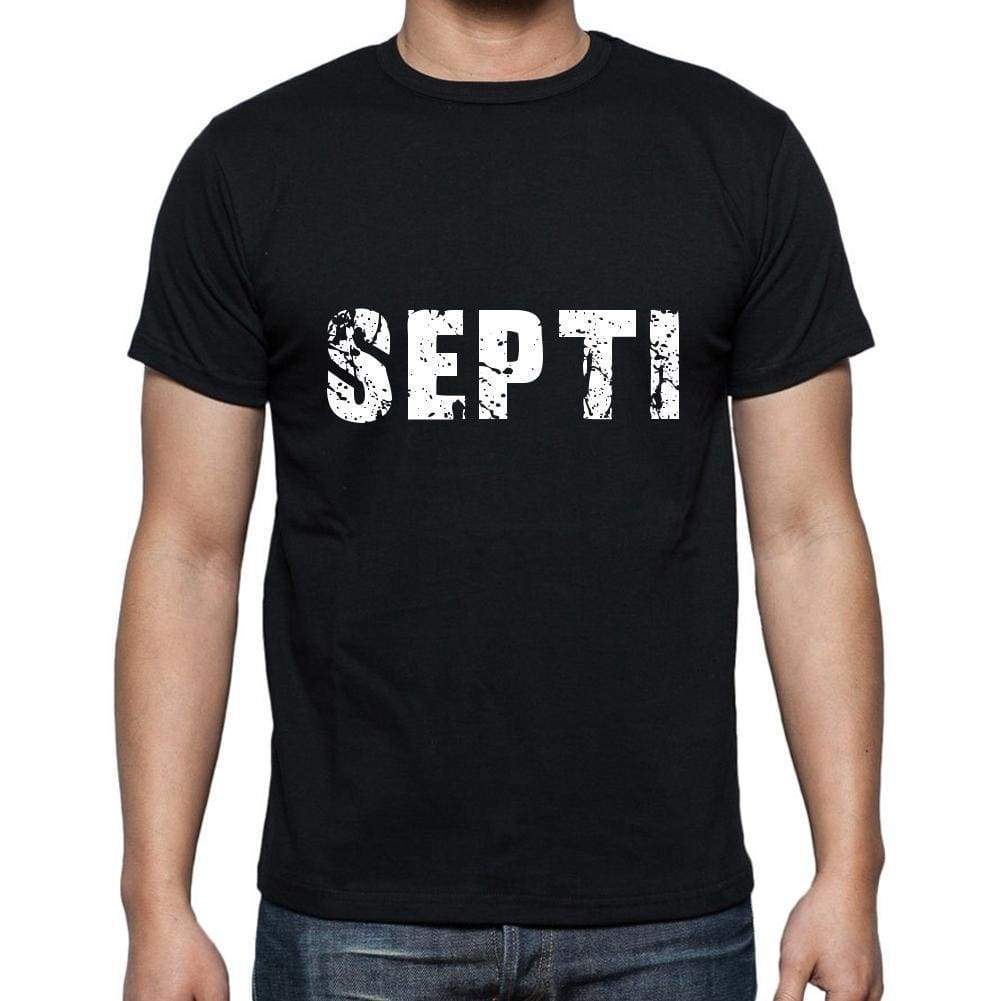 Septi Mens Short Sleeve Round Neck T-Shirt 5 Letters Black Word 00006 - Casual