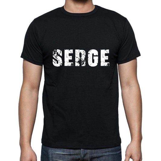 Serge Mens Short Sleeve Round Neck T-Shirt 5 Letters Black Word 00006 - Casual