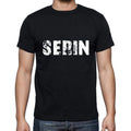 serin Men's Short Sleeve Round Neck T-shirt , 5 letters Black , word 00006