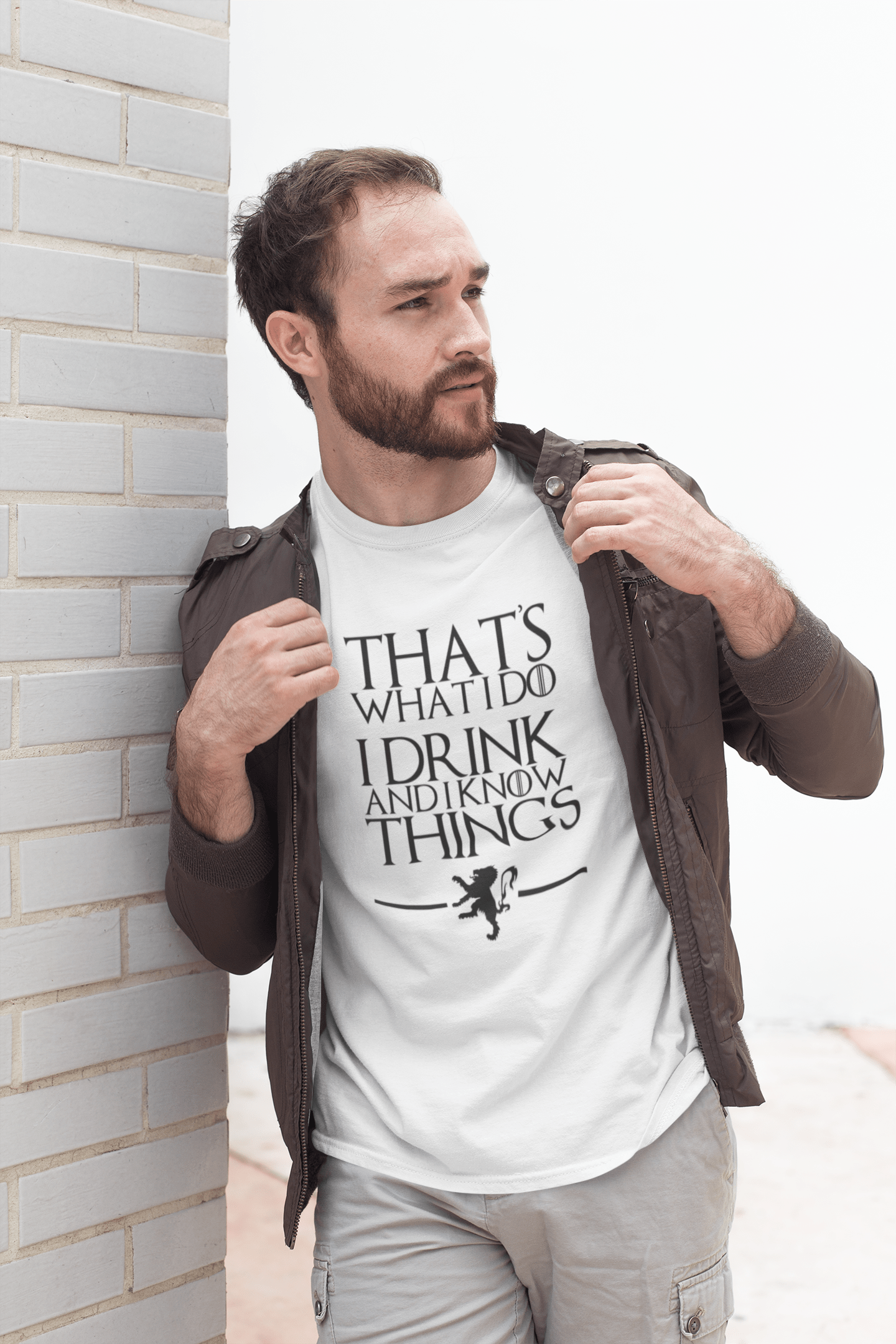 That's What I Do I Drink and I know Things - GOT T-Shirt - Weißes Herren-T-Shirt, 100 % Baumwolle 00260