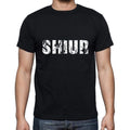 shiur Men's Short Sleeve Round Neck T-shirt , 5 letters Black , word 00006