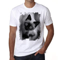 Siamese Cat Peering Tshirt, Men's tee, White, 100% Cotton 00186