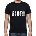 sigri Men's Short Sleeve Round Neck T-shirt , 5 letters Black , word 00006