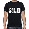 sild Men's Short Sleeve Round Neck T-shirt , 4 letters Black