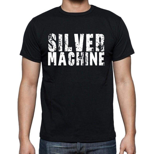 Silver Machine White Letters Mens Short Sleeve Round Neck T-Shirt 00007