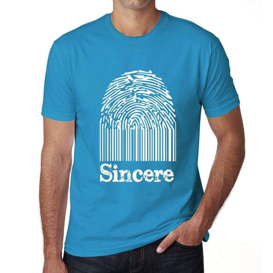 Sincere Fingerprint Blue Mens Short Sleeve Round Neck T-Shirt Gift T-Shirt 00311 - Blue / S - Casual