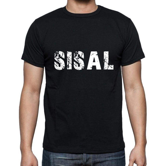 sisal Men's Short Sleeve Round Neck T-shirt , 5 letters Black , word 00006 - Ultrabasic