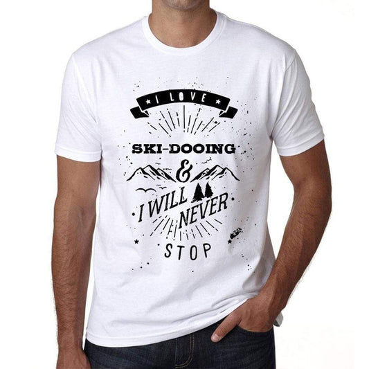 Ski-Dooing I Love Extreme Sport White Mens Short Sleeve Round Neck T-Shirt 00290 - White / S - Casual