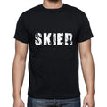 Skifahrer Herren Kurzarm-T-Shirt mit Rundhalsausschnitt, 5 Buchstaben Schwarz, Wort 00006