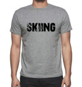 SKIING, Grey, Men's Short Sleeve Round Neck T-shirt 00018