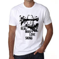 Skiing, Real Men Love Skiing Men's T shirt White Birthday Gift 00539