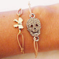 Skull strass gold bow beige bracelets