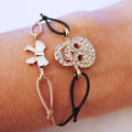 Skull strass gold bow black bracelets