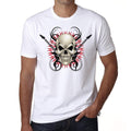 Skull With Guitars, Men's White tee, 100% Cotton 00187
