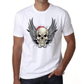 Skull With Wings And Guitars, Men's White tee, 100% Cotton 00187