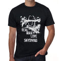 Skydiving, Real Men Love Skydiving Men's T shirt Black Birthday Gift 00538