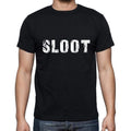 sloot Men's Short Sleeve Round Neck T-shirt , 5 letters Black , word 00006