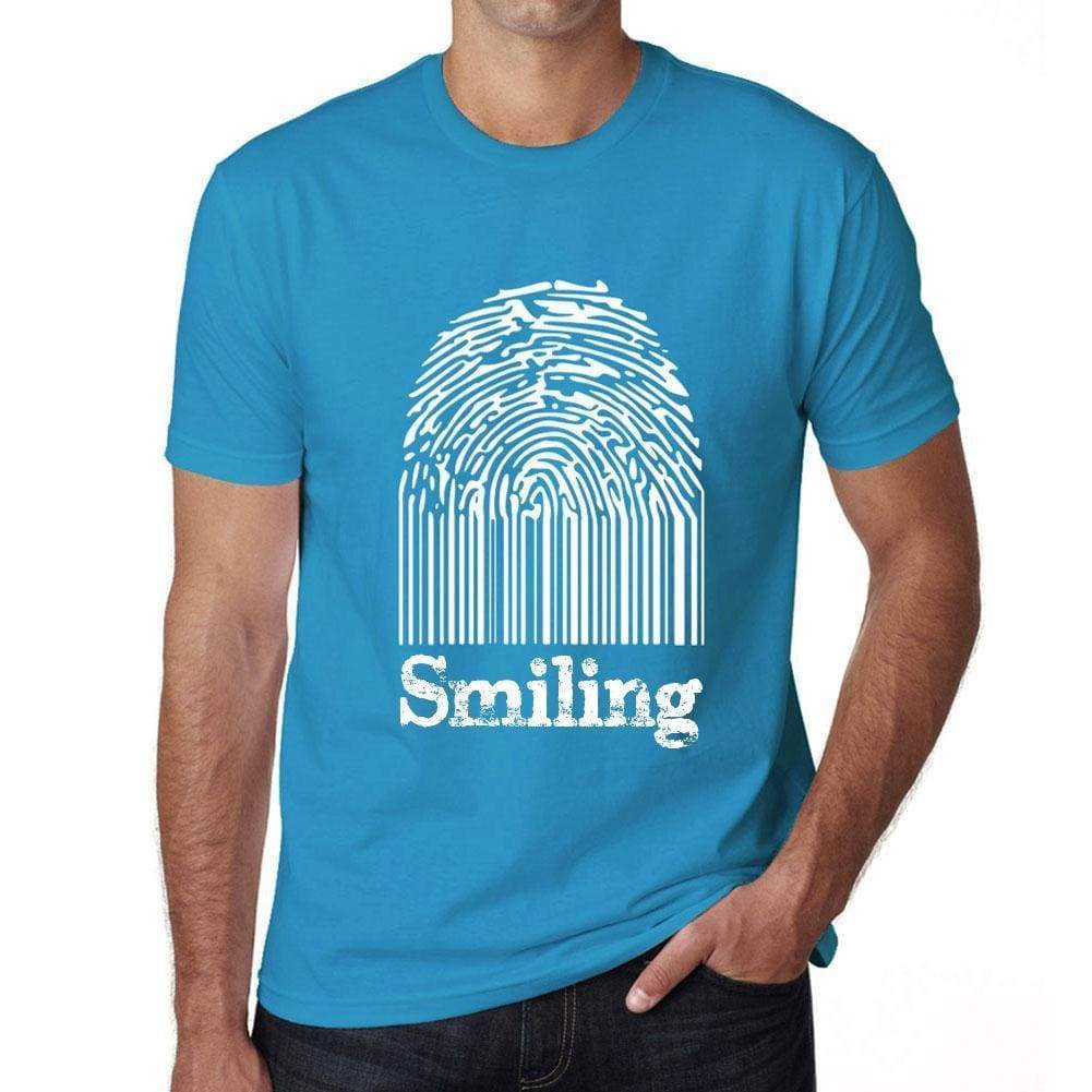 Smiling Fingerprint Blue Mens Short Sleeve Round Neck T-Shirt Gift T-Shirt 00311 - Blue / S - Casual