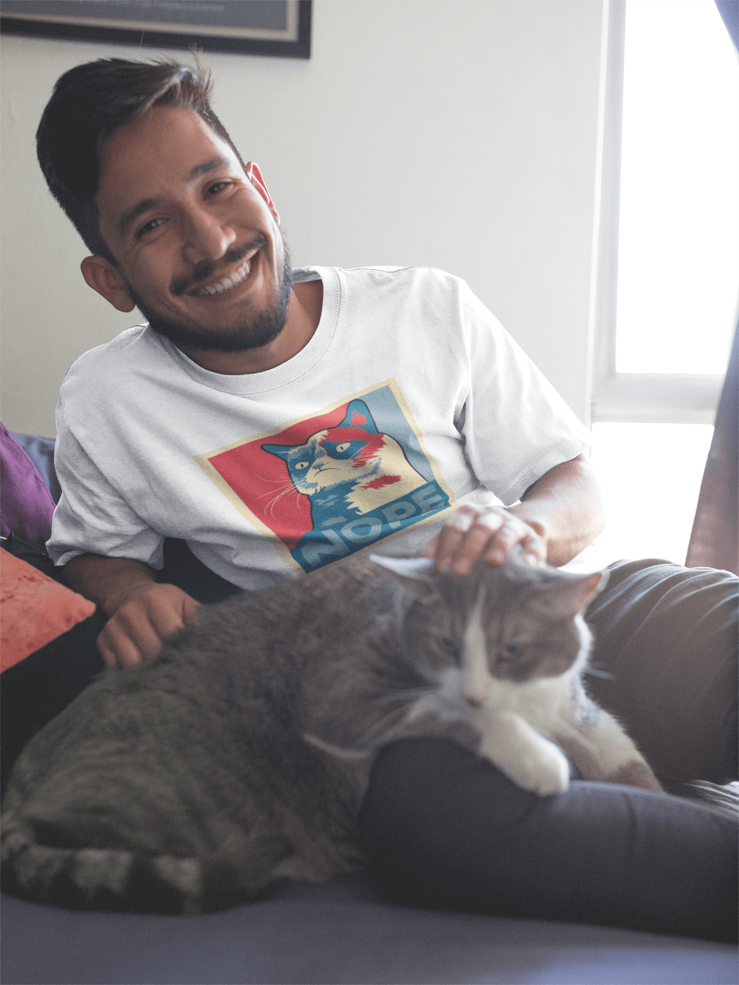 Grumpy Cat Nope Tshirt, Men's tee, White, 100% Cotton 00186