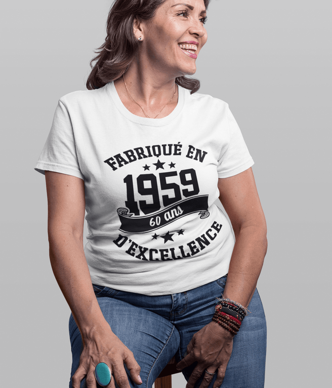 Ultrabasic Tee-Shirt Femme col Rond Décolleté Fabriqué en 1959, 60 Ans  d'être Génial T-Shirt affordable organic t-shirts beautiful designs