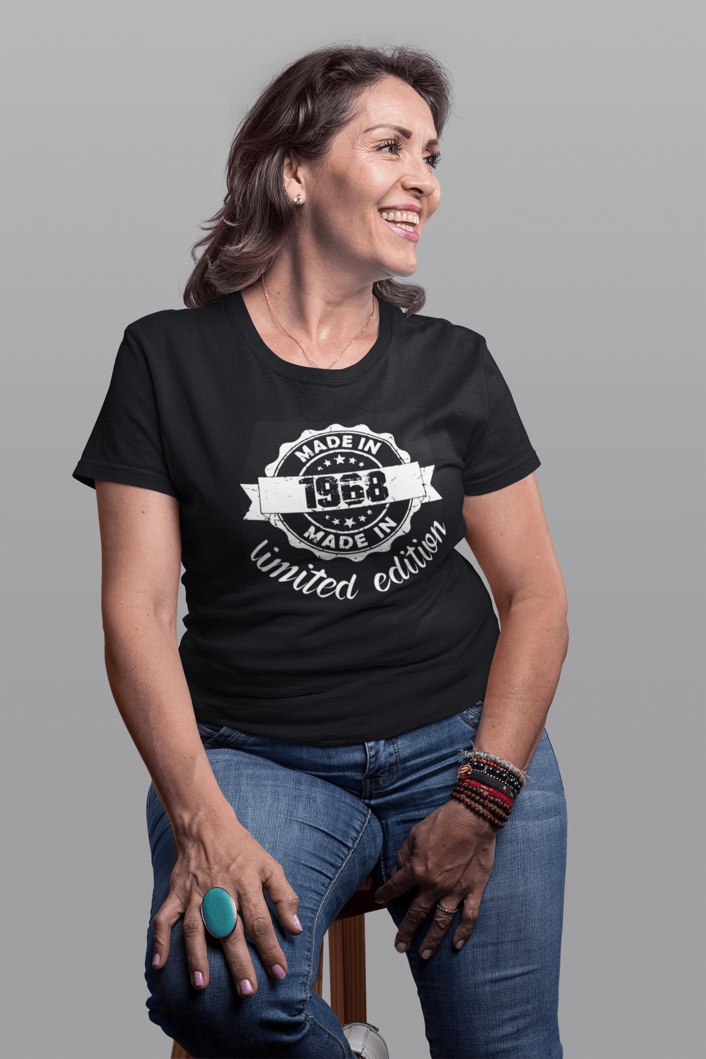 Made in 1968 Limited Edition Women's T-shirt Black Birthday Gift 00426