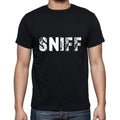 sniff Men's Short Sleeve Round Neck T-shirt , 5 letters Black , word 00006