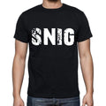 snig Herren Kurzarm-T-Shirt mit Rundhalsausschnitt, 4 Buchstaben Schwarz