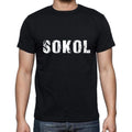 sokol Men's Short Sleeve Round Neck T-shirt , 5 letters Black , word 00006
