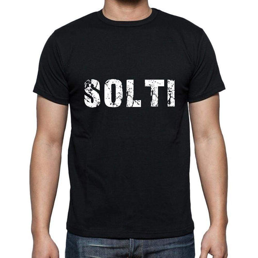 Solti Mens Short Sleeve Round Neck T-Shirt 5 Letters Black Word 00006 - Casual