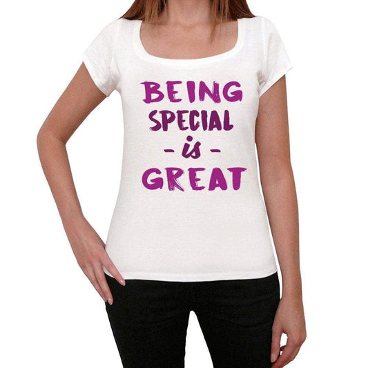 Special Being Great White Womens Short Sleeve Round Neck T-Shirt Gift T-Shirt 00323 - White / Xs - Casual