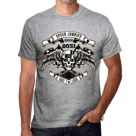 Speed Junkies Since 2031 Mens T-Shirt Grey Birthday Gift 00463 - Grey / S - Casual
