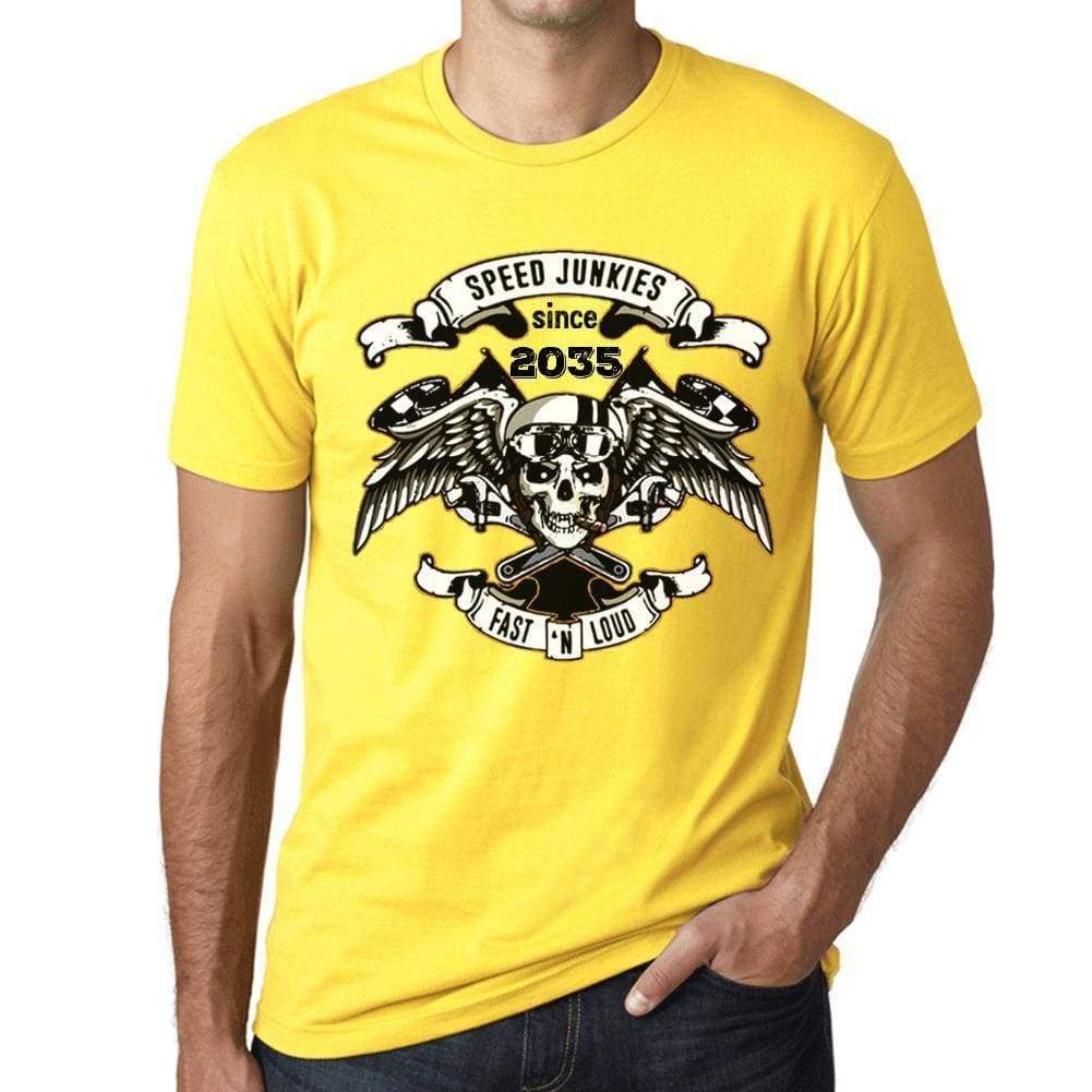 Speed Junkies Since 2035 Mens T-Shirt Yellow Birthday Gift 00465 - Casual
