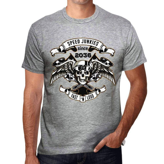 Speed Junkies Since 2036 Mens T-Shirt Grey Birthday Gift 00463 - Grey / S - Casual