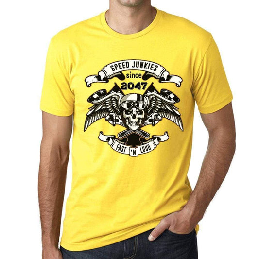Speed Junkies Since 2047 Mens T-Shirt Yellow Birthday Gift 00465 - Yellow / Xs - Casual