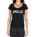 spelle, German Cities Black, Women's Short Sleeve Round Neck T-shirt 00002