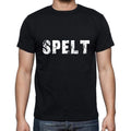 spelt Men's Short Sleeve Round Neck T-shirt , 5 letters Black , word 00006