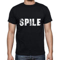 spile Men's Short Sleeve Round Neck T-shirt , 5 letters Black , word 00006