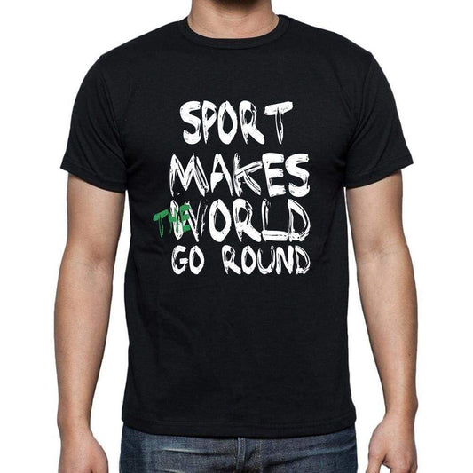Sport World Goes Arround Mens Short Sleeve Round Neck T-Shirt 00082 - Black / S - Casual