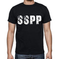 sspp Men's Short Sleeve Round Neck T-shirt , 4 letters Black