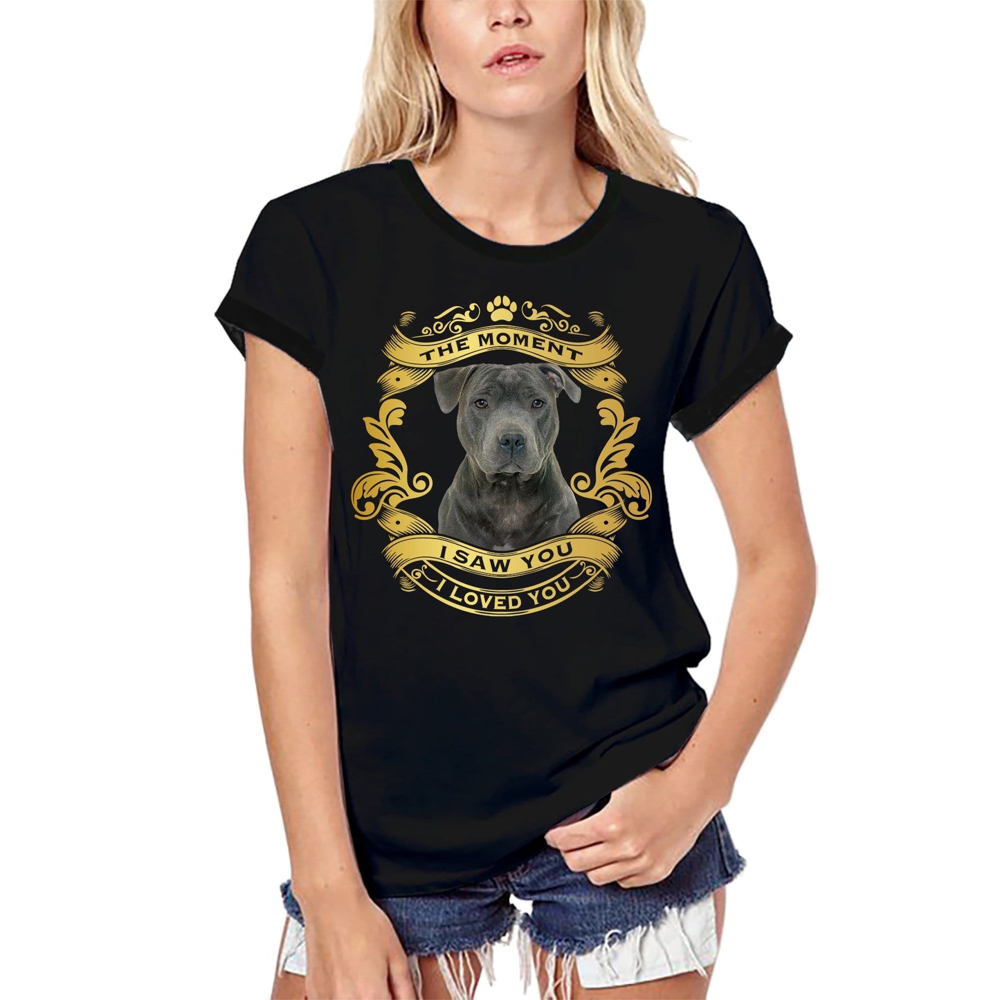 ULTRABASIC Women's Organic T-Shirt Staffordshire Bull Terrier Dog - Moment I Saw You I Loved You Puppy Tee Shirt for Ladies