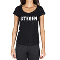 stegen, German Cities Black, Women's Short Sleeve Round Neck T-shirt 00002
